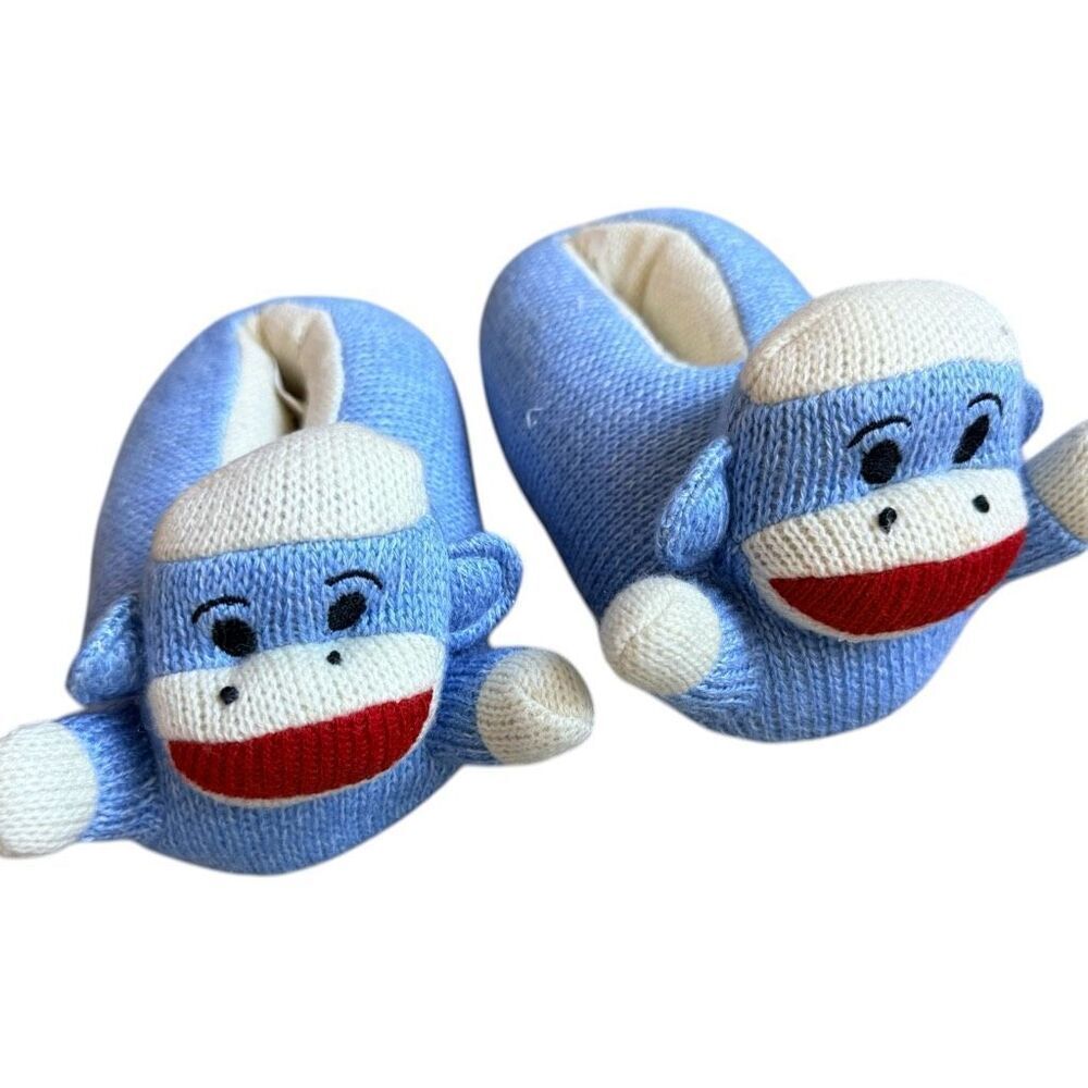 Unisex Youth Toddlers Kids Vintage Sock Monkey Plush Slippers - Sz 11/12